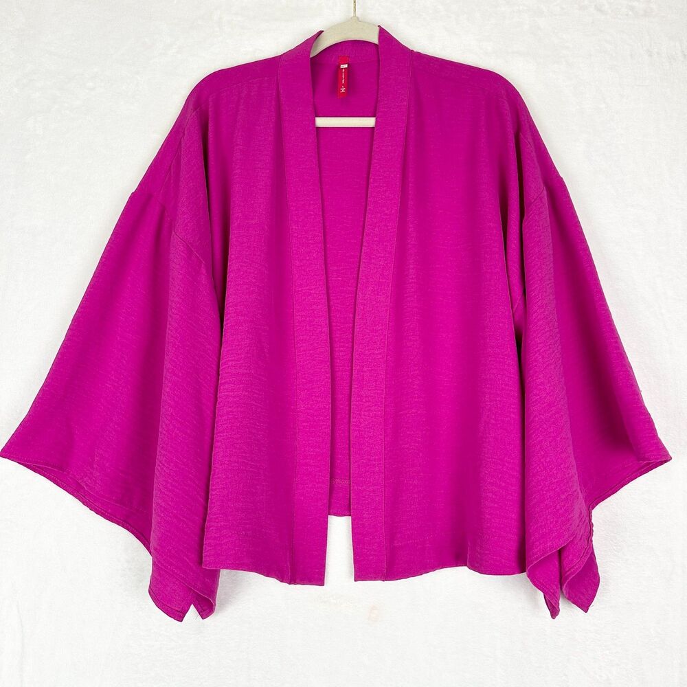 Ic Collection Open Front Jacket Size Large Fuchsi… - image 1